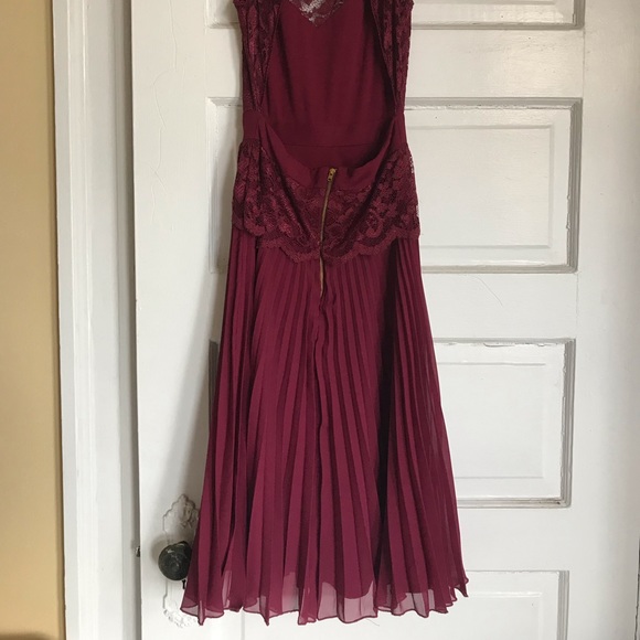 Lace Midi Skater Dress with Pleated Skirt - Picture 3 of 4